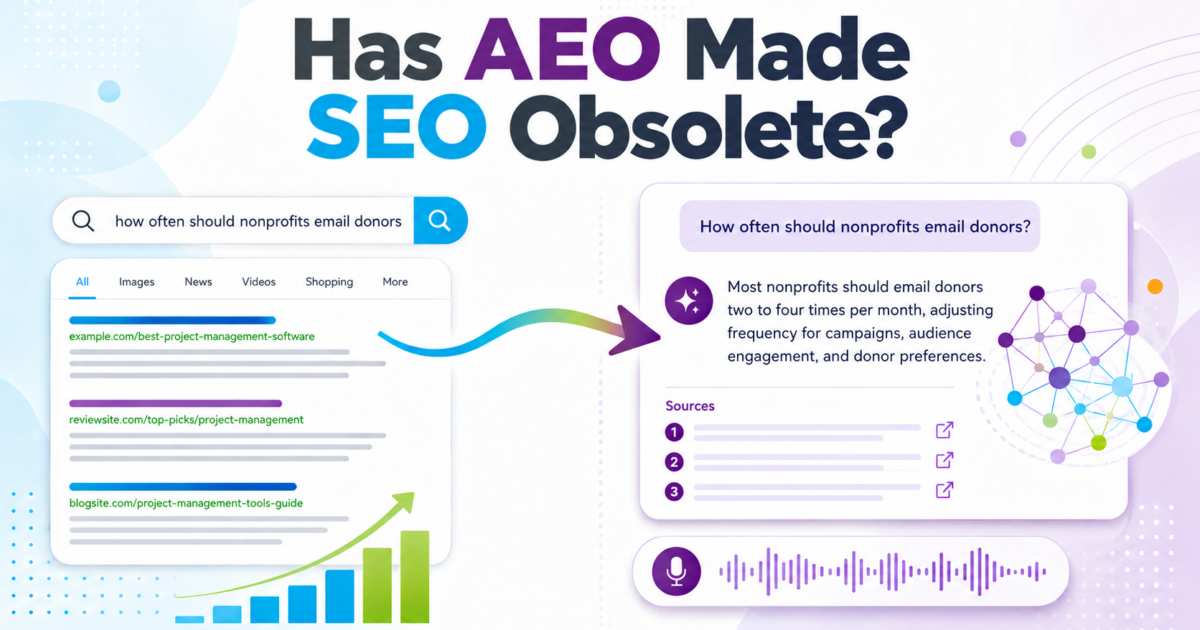 Has AEO Made SEO Obsolete? graphic demonstrating the difference
