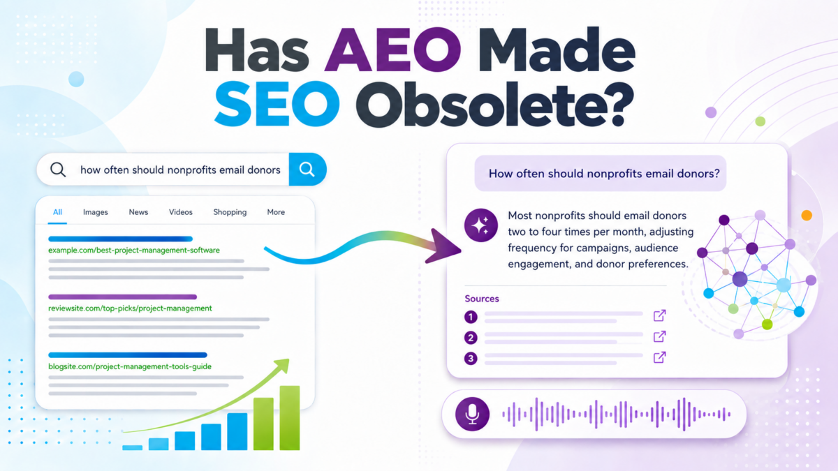 Has AEO Made SEO Obsolete? graphic demonstrating the difference